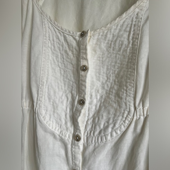 Mango Womens White Peasant Cottagecore Prairie Cotton Button Down Dress Medium - Picture 3 of 14